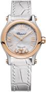 Chopard Damklocka 278573-6018 Happy Sport Vit/Läder Ø30 mm