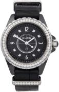 Chanel Damklocka H4189 J12 Svart/Diamantinfattad Ø33 mm