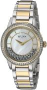 Bulova Damklocka 98L260 Dress Vit/Gulguldtonat stål Ø32 mm