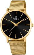 Festina Damklocka F20476-2 Svart/Gulguldtonat stål Ø38 mm