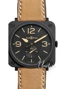 Bell & Ross Damklocka BR S Heritage Aviation Svart/Läder 39x39 mm