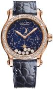 Chopard Damklocka 274894-5001 Happy Moon Blå/Läder Ø36 mm