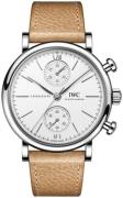 IWC Herrklocka IW391502 Portofino Silverfärgad/Läder Ø39 mm