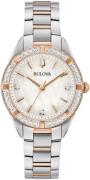 Bulova Damklocka 98R281 Vit/Roséguldstonat stål Ø32.5 mm