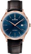 Edox Herrklocka 80106-37RC-BUIR Les Vauberts Blå/Läder Ø42 mm