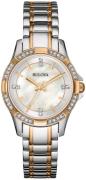 Bulova Damklocka 98L203 Crystal Silverfärgad/Roséguldstonat stål