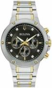 Bulova Herrklocka 98D159 Diamond Svart/Gulguldtonat stål Ø42 mm