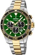 Festina Prestige Herrklocka F20363-4 Grön/Gulguldtonat stål Ø44 mm