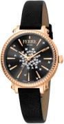 Ferrè Milano Donna Anna Damklocka FM1L169L0041 Svart/Läder Ø32 mm