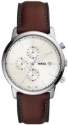 Fossil Herrklocka FS5849 Minimalist Chronograph Silverfärgad/Läder