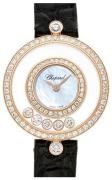 Chopard Damklocka 203957-5208 Happy Diamonds Vit/Läder Ø26 mm