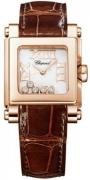 Chopard Damklocka 275349-5001 Happy Sport Vit/Läder 31x24 mm