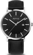 Bering Herrklocka 15439-402 Solar Svart/Läder Ø40 mm