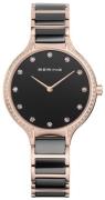 Bering Damklocka 30434-746 Ceramic Svart/Roséguldstonat stål Ø34 mm