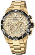 Festina Herrklocka F20364-1 Beige/Gulguldtonat stål Ø44.3 mm