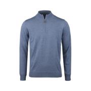 Stenströms Blå Merino Half Zip Sweatshirt Blue, Herr