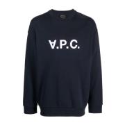 A.p.c. Blå Sweatshirt med Logo och Fronttryck Blue, Herr