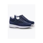 Hogan Interaktiva Läder Sneakers med Glitter 50 Blue, Dam