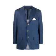 Kiton Ocean Blue Stretch-Bomullsblazer Blue, Herr