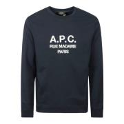 A.p.c. Blå bomullsweatshirt med logotyp Blue, Herr