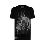 Philipp Plein Sart T-shirt med eldskalle och strdekoration Black, Herr