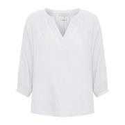 Part Two Linne V-Hals Blus White, Dam