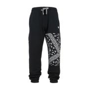 Marcelo Burlon Svarta sportbyxor i bomull med vit bandana-tryck Black,...