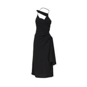 Jacquemus Svart Asymmetrisk Draperad Klänning Black, Dam