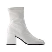 Courrèges Vintage Läder Ankelboots - Smutsig Vit White, Dam