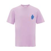 JW Anderson Lila Lila Bomull T-shirt med Logo Patch Pink, Herr