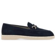 Hogan Klassiska Mockasinloafers i Mocka Blue, Dam