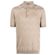 Kiton Polo skjorta med v?gmönster Beige, Herr