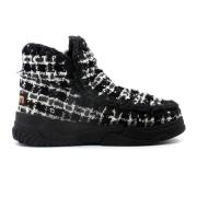 Mou Svart Eskimo Trainer med Tweed Black, Dam