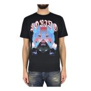 Marcelo Burlon Flerfärgad Tryckt T-Shirt för Män Black, Herr