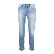 Dondup Stonewashed Slim Fit Cropped Jeans Blue, Dam
