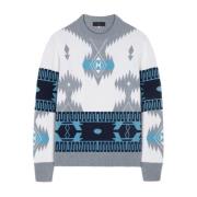 Alanui `Icon` Jacquard Crew-Neck Sweater White, Herr