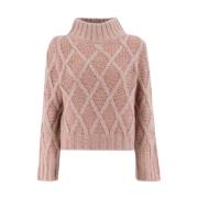 Fabiana Filippi Cashmere Turtleneck Sweater med Sidobåge Pink, Dam