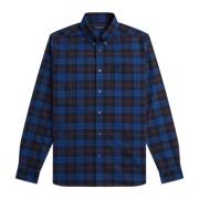 Fred Perry Avslappnad Oxford Tartan Skjorta Blue, Herr