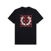 Fred Perry Korsstygn Laurbärskrona T-Shirt Black, Herr