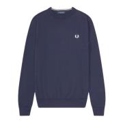 Fred Perry Klassisk Crew Neck Jumper i Navy Blue, Herr