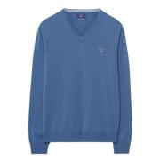 Gant Extra Fin V-Hals Tröja Blue, Dam