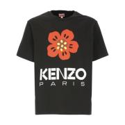 Kenzo Svart herr T-shirt med blommönster Black, Herr