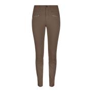 2-Biz Slim-Fit Eleganta och Bekväma Byxor Brown, Dam