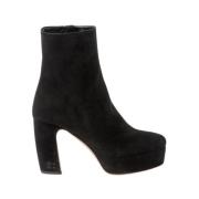 Miu Miu Retrostil Mocka Ankelboots Black, Dam