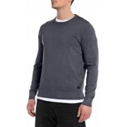 Replay Stilren Crewneck Stickad Tröja för Män Gray, Herr