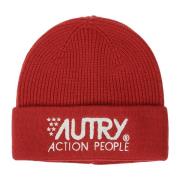 Autry Sportig Unisex Beanie med Logo Print Red, Herr