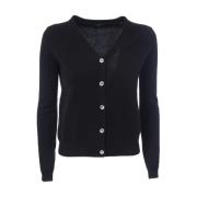 Aspesi Kashmir V-Hals Cardigan för Kvinnor Black, Dam