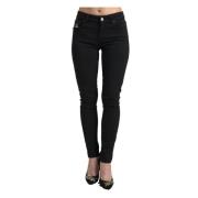 Dolce & Gabbana Svarta Bomulls Mid Waist Skinny Denim Jeans Black, Dam