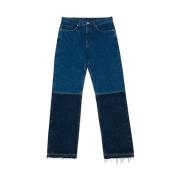 Axel Arigato Mörkblå Jeans med Läderpatch Blue, Herr