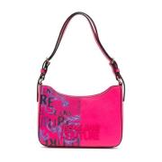 Versace Jeans Couture Fuchsia Logo Couture Axelremsväska för Kvinnor P...